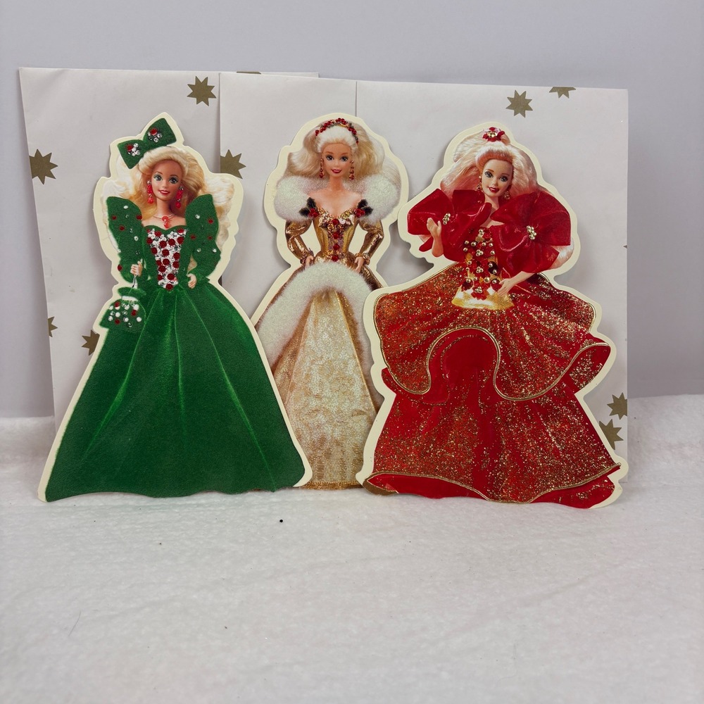Vintage Hallmark Happy Holidays Barbie Greeting Cards 1991 1993 1994 Set of 3